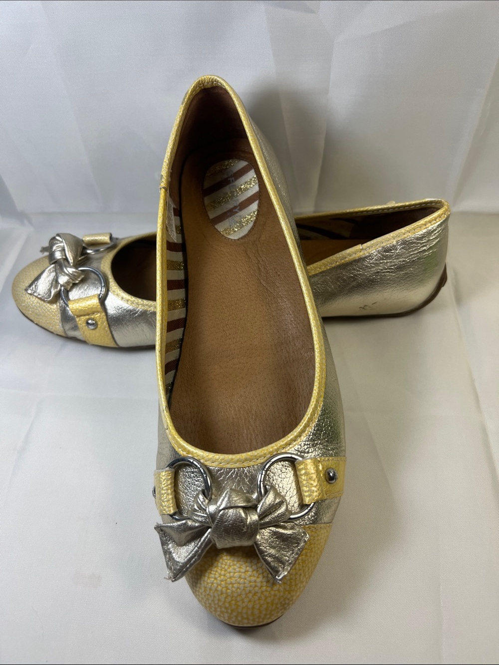 Sperry Metallic Gold & Silver Bow Flats